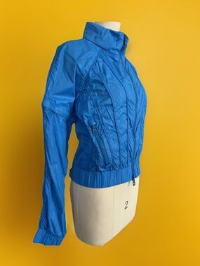 Adidas by Stella McCartney Convertible Jacket Zip Off Sleeves Blue Womens Small